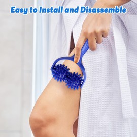 Riisoyu Massagebälle Massage Roller, Massageroller mit Griff mit 3 Igelball Massageball Massagegerät Fascia Ball Auswechselbare Massagerollen für Beine RüCken Arme Schultern Muskelschmerzen, Blau