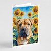 Caroline's Treasures Shar Pei in Sunflowers Greeting Cards Pack of