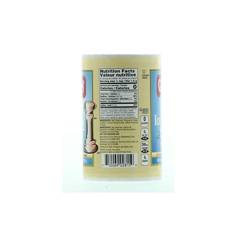 Gefen Iodized Salt 26oz (2 Pack, Total 3.25 Pounds) Easy