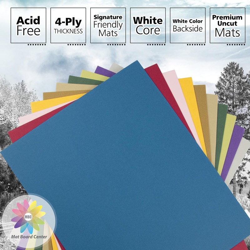 Mat Board Center, 10-Pack 8x10 Mixed Color Uncut Mat Boards/Backing
