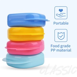 Y-Kelin 2 Pcs Retainer Case for invisalign Aligner, Partial Denture, Mouth Guard & Brace Boxes, Portable Container with Vent Hole(Light Blue+white)