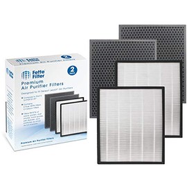 Fette Filter - LV-PUR131 Premium Replacement Filters Compatible with LEVOIT Air Purifier Models LV-PUR131s and LV-PUR13, LV-PUR131-RF, 2 Pack Filters and 2 Activated Carbon Filters.