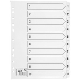 5 Star Office Index 150gsm Card with Mylar Tabs 1-10 A4 White