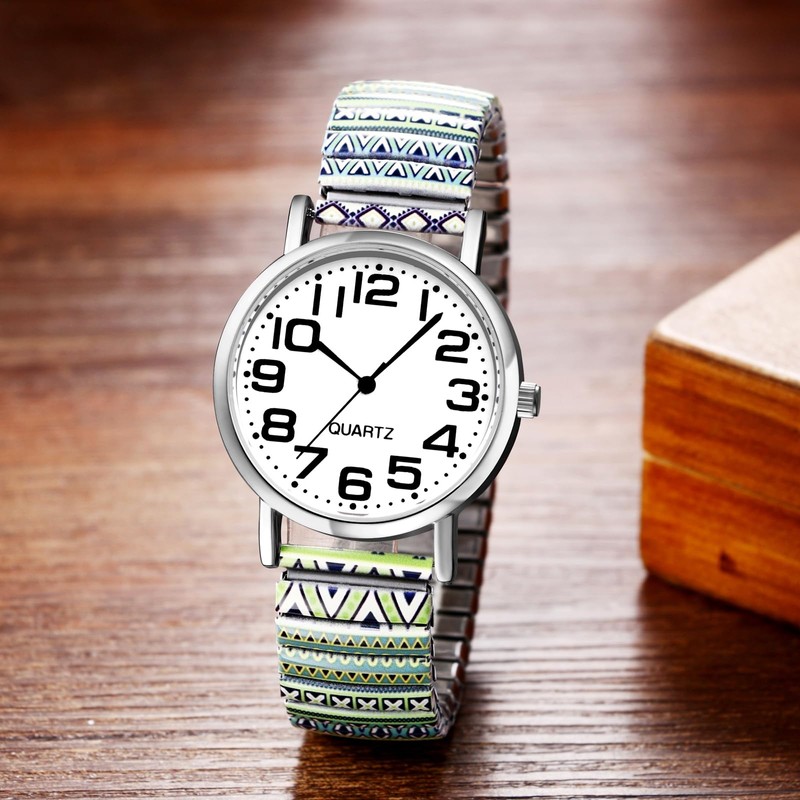Lancardo Women Stretch Band Watch: Bohemia Colorful Elastic Strap Analog