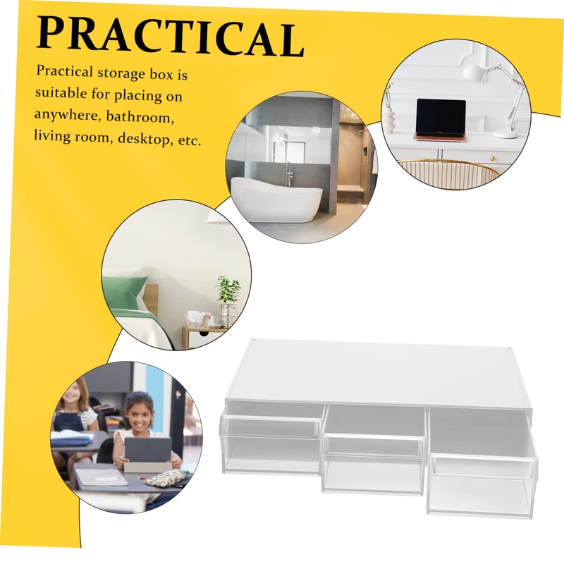 LALAFINA Document Organizer Stackable Storage Drawers Collapsible Box Desk Plastic