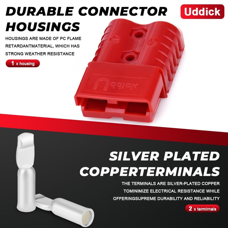 Uddick 1PCS 120A Battery Cable Quick Connect/Disconnect Connector Plug Kit
