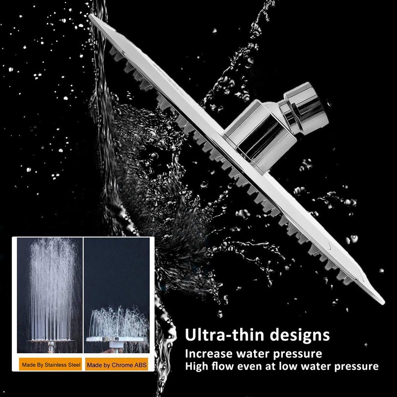 NearMoon Rain Shower Head with 11'' Adjustable Arm, High Pressure