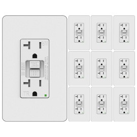 ThunderWay GFCI Outlet 20 Amp, LED Indicator, Tamper-Resistant, Weather Resistant Receptacle Indoor or Outdoor Use, Ground Fault Circuit Interrupter, Wallplate Included, ETL Listed, Matte White,10Pack