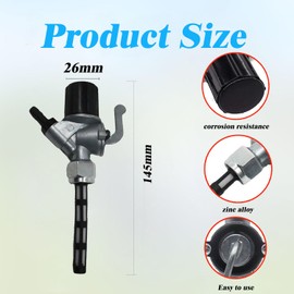 Fuel Tap Slanted for Simson S51 S50 S53 S70 S83 SR1 SR2 MZ ETZ TS ES 125 150 250 251 Fuel Tap with Water Bag and Filter Zinc Alloy (Petrol Tap Angled)