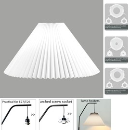 visualización de lámpara blanca plisada para lámparas de pie arqueadas/arqueadas de repuesto, color blanco, 5.9 pulgadas, parte superior x 16.5 pulgadas, parte inferior x 11 pulgadas de alto