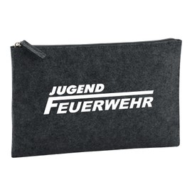 Huuraa Kulturbeutel Jugend Feuerwehr Schriftzug Geschenk 1 Liter Charcoal Filz Jugend Feuerwehr Geschenkidee