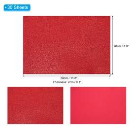 PATIKIL Bright Red Shiny EVA Glitter Foam Sheet 11.8 x 7.9 Inch 2mm Thick with Back Adhesive Sparkle EVA Glitter Felt for Crafts DIY Project, 30 Pcs