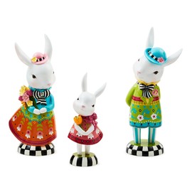 MACKENZIE-CHILDS Bunny Figure, Spring and Easter Rabbit Decor, Set of 3 Calico Bunny Figures