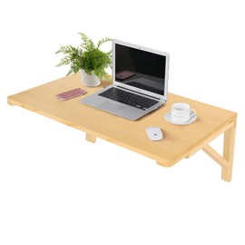 RêveLife 39.4 x 19.7 Inch Wall Mounted Folding Table Pinewood Floating Table Workbench Heavy Duty Bar Table Computer Desk Multifunctional Drop-Leaf Table for Home Office Laundry Study Small Space