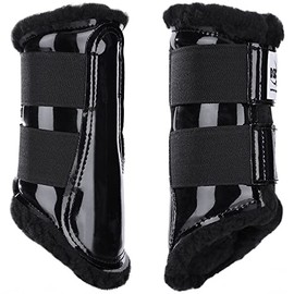 Dressage Sport Boot Horse Glossy Boot, Color: Glossy Black/Black Fleece, Size: S (DSBSPBB)