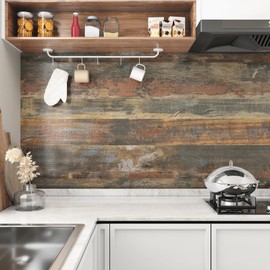 Wallercity 15.8''x236'' Vintage Red/Brown Wood Grain Contact Paper for Countertops Thick Waterproof Self Adhesive Butcher Block Contact Paper for Cabinets Removable Wood Vinyl Wrap for Desk Table Top