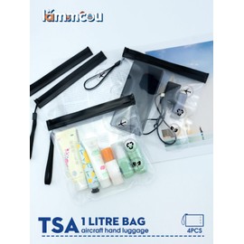 Lammcou TSA Approved Clear Toiletry Bag 1 Litre - Airplane Compliant Transparent Liquids Pouch 20x20cm with Lanyard, Cabin Approved Cosmetic Bag for Hand Luggage