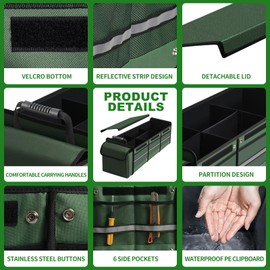 Car Trunk Organizer,Heavy Duty Collapsible Car Trunk Storage Organizer, with Insulated Leakproof Cooler Bag Car Cargo Trunk Organizer with Lid, 3 Compartments, with Straps For Car Suv/Jeep/Sedan