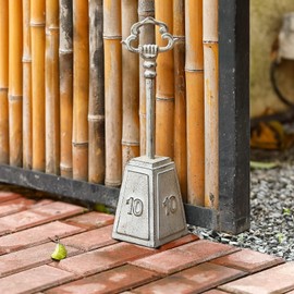 WEMPOLU Door Stoppers for Bottom of Door with Handle - 5.3 Lbs Heavy Duty Floor Decorative Door Stop Wedge- Distressed White Cast Iron Doorstop - 16" H Tall