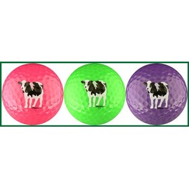 EnjoyLife Inc Woody's Cows Golf Balls (Pink, Green & Purple) Golf Ball Gift Set