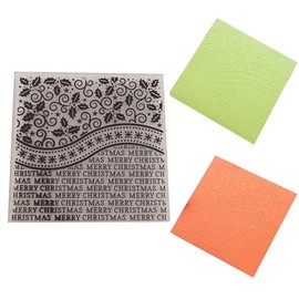 Arbuya Merry Christmas Leaves Background Plastic Embossing Folders for Card Making or Journaling DIY Template Photo Album Paper Handmade Scrapbooking Craft Decoration Mold 5.9"x5.9"