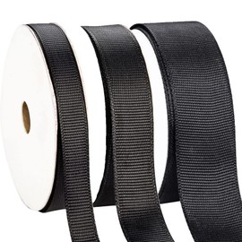 3 Roll Black Grosgrian Ribbon Set 10 Yards Gift Banner for Crafts Christmas Double Faced Wrapping Ribbon Full Gifts Birthday Party Weddings 10/15/22mm, Easter Valentine Ribbon for Valentines Wreath