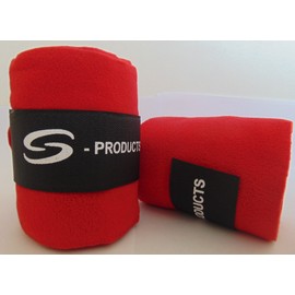 S-Products 4 HORSE BANDAGED EXERCISE DRESSAGE SCHOOLING FLATWORK VET STABLE WRAP POLO FLEECE 5" WIDE (Red)