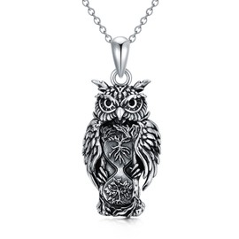 Sterling Silver Owl Elephant Raven Cross Arrowhead Pendant Necklace Viking Vintage Chain Jewellery Gifts for Men Women, Sterling Silver, Cubic Zirconia