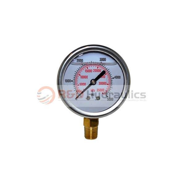 Industrial Supply Liquid Filled Pressure Gauge | 0 to 5000