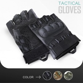 WTACTFUL Fingerless Tactical Gloves for Men Airsoft Paintball Bike Cycling Motorcycle Motorbike Hunting Hiking Work Outdoor Half Finger Gloves Black XL