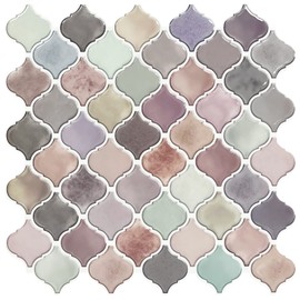 STICKGOO Pink Arabesque Peel and Stick Tile, 12”X12” Self-Adhesive Kitchen Backsplash, Stick on Wall Tiles (Pack of 10, Thicker Design)