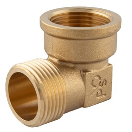 Brass Elbow, 1/2 Inch, Female and Male Thread, Threaded Fitting, Brass Fittings, Suitable for Heating, Drinking Water System, 90 Degree Fitting
