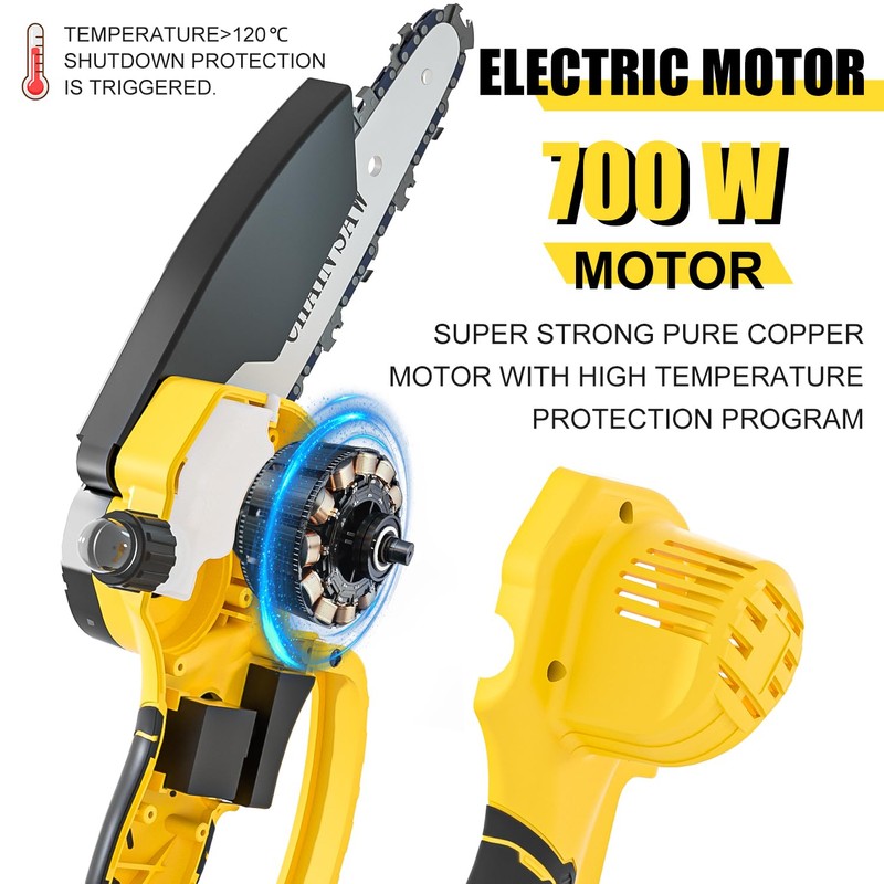 Cordless Mini Chainsaw 6 Inch, Auto Oiler &Tool-Box, One-Hand Handheld