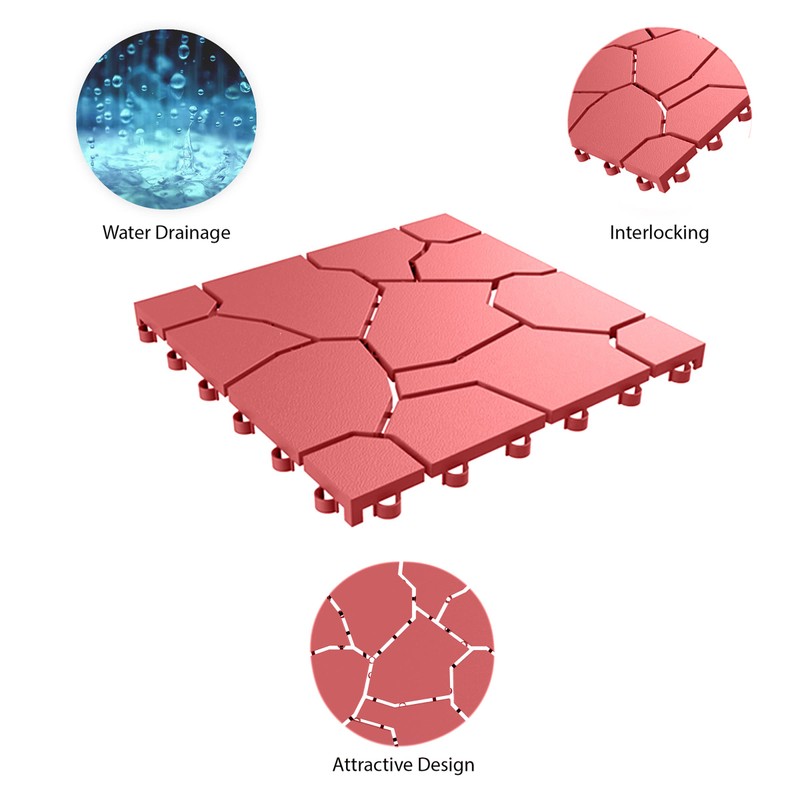 Pure Garden 12-Pack Polypropylene Interlocking Patio Deck Tiles - Weather-Resistant