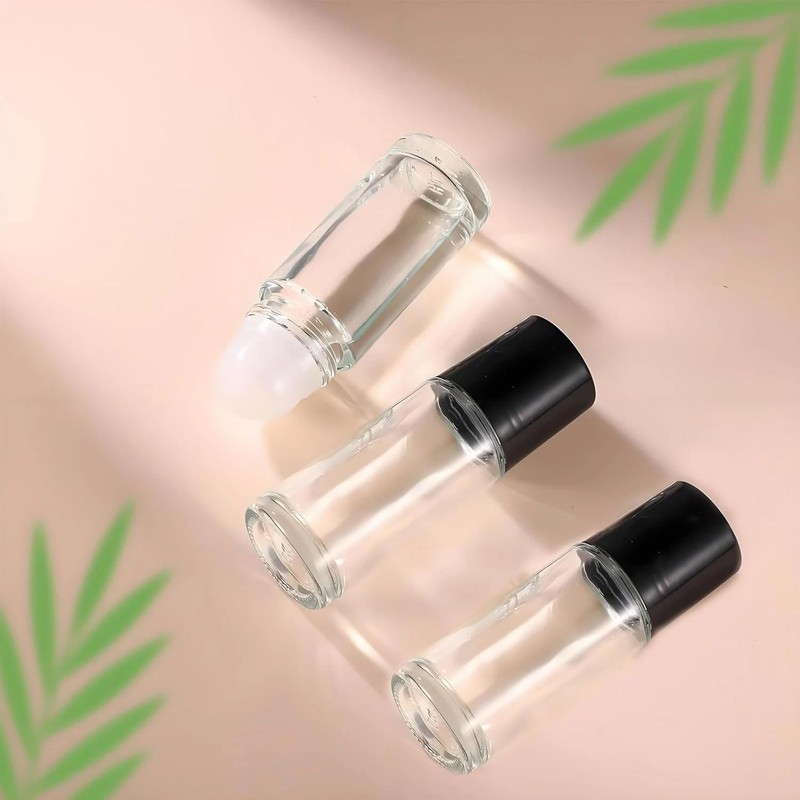 4 Pcs 30ML Clear Empty Glass Essential Oil Roller Bottles
