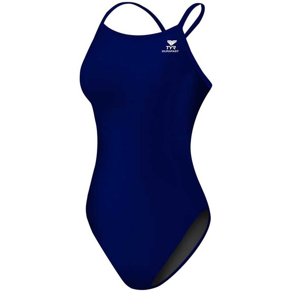 TYR Womens Swimsuit Durafast Elite Solid Diamondfit, Navy, 32 EU