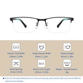 SooGree Multifocus Progressive Reading Glasses Men Computer Glasses Men Blue Light Blocking Near and Far Dual-use Reading Glasses TR90 Half Frame Presbyopia Glasses 1.0