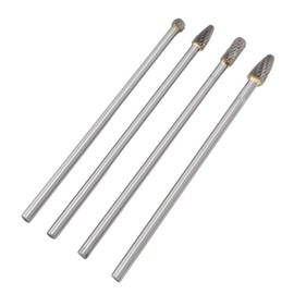 Carbide Bar Rotor Bit, Long Rotary File, Long Double Cut Rotary Bar, Made of Cemented Alloy, 0.2 inch (6 mm), 4 Pieces