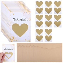 Yuanchu 8 Sets of Scratch Cards to Write Yourself, with 8 Kraft Paper Envelopes, Voucher to Fill Yourself with Scratch Stickers, Gifts for Women, Valentine's Day, Birthday, Wedding (Gold)