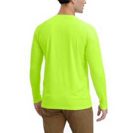 Corna Mens UPF 50+ UV Sun Protection Shirts Outdoor Long Sleeve SPF Rash Guard for Fishing Hiking Swimming Running (HI VIZ Yellow,L)