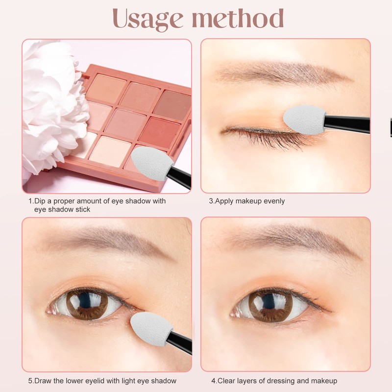 100PCS Eyeshadow Applicator Brush Disposable Eyeshadow Brushes Sponge Eye Shadow