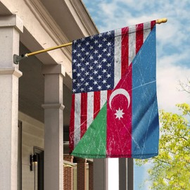 Flag-Azerbaijan Friendship American Azeri Root House Flag -USA Flags Premium Polyester-Decorative Indoor Outdoor Flag