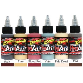 Face Painting Makeup - ProAiir Waterproof Makeup - Second Set of 6 Ghoulish Zombie Colors - 1 oz (30ml)