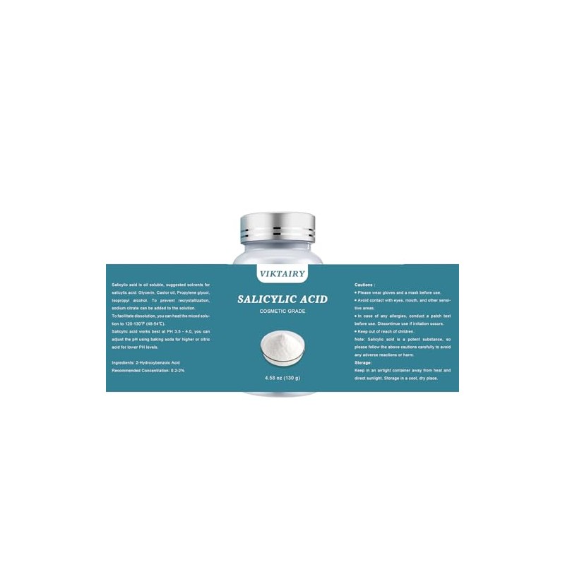 Polvo de ácido salicílico (4,58 oz130 g), ingredientes originales de