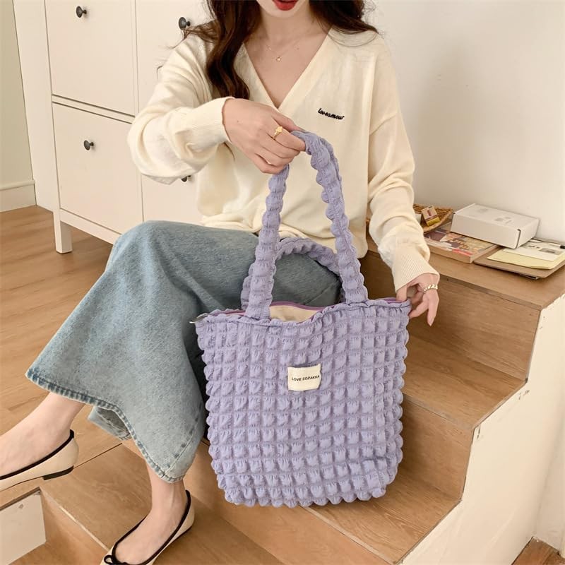 Petit-Germe Popcorn Bag, Tote Bag, Waffle Bag, 06.purple