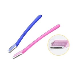 Korean-Made Straight Eyebrow Razor (2-Pack) with Cover for Grooming, Approx. 12.5x1.5cm Eye Accessories 4ea