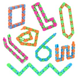 8Pcs 24Links Fidgets Wacky Tracks Fidget Toys for Kids Classroom Students Gifts School Stocking Stuffers Plastic Sensory Autism Snap Fidget Click Snake Toys for Adults Travel Stress Relief 11inch