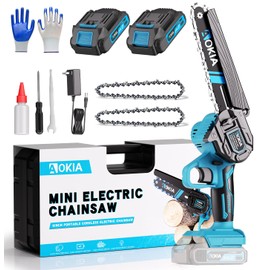 Cordless Mini Chainsaw 21V,6In Electric Chainsaw,Handheld & Portable Power Chain Saw for Tree Trimming Pruning Garden & Yard Work,2 Battery Chain Saw Gifts for Men Women Dad Blue
