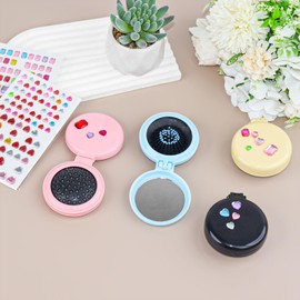 24Pack Mirror Hair Brushes Bulk,DIY Mini Round Folding Pocket Hair Brush Portable,Travel Hairbrush Wet and Dry Hair for Women Girls Kids Hair Brush(6 Colors)