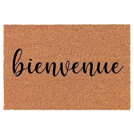 Welcome Doormat Coco Coir Door Mat Gift Bienvenue French Welcome (24" x 16")